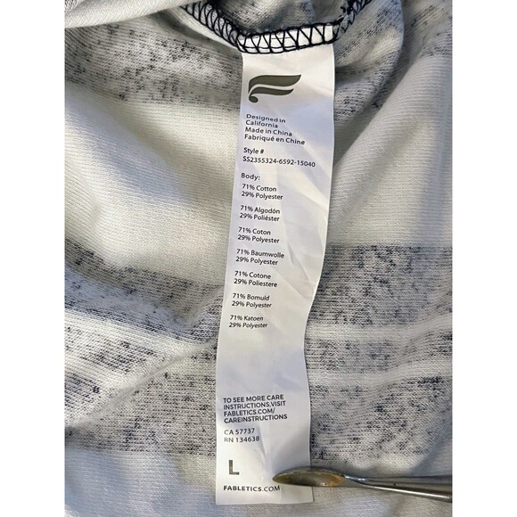 Fabletics Men’s Sz L Island Terry Button Up Navy Striped Retro Cabana Beach Wear - Picture 8 of 10